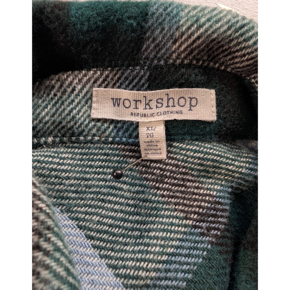 Workshop Republic Clothing Plaid Shacket Green Cream Blue XL Shirt Jacket - Picture 4 of 4